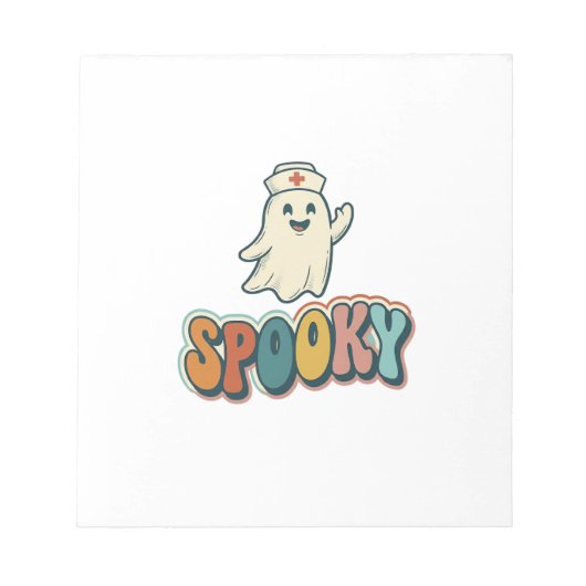 ハロウィンナース怖い幽霊レトロおもしろ_1 ノートパッド (正面)