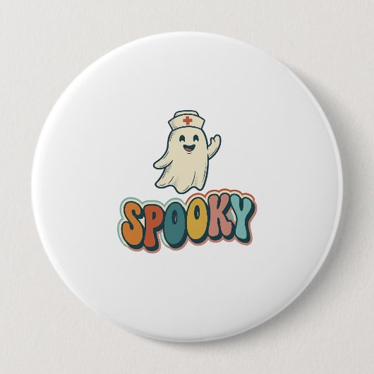 ハロウィンナース怖い幽霊レトロおもしろ_1 缶バッジ (正面)