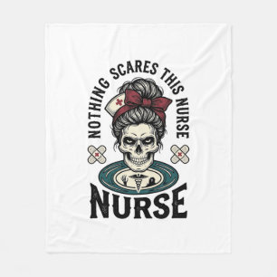 ハロウィンナースTシャツビンテージスカルグラフィック_1 フリースブランケット