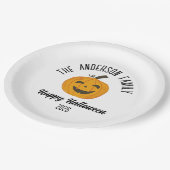 ハロウィンニコニコ顔パーソナライズされた名 ペーパープレート (アングル)