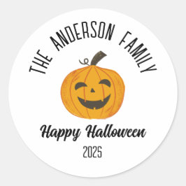 ハロウィンニコニコ顔パーソナライズされた名 ラウンドシール