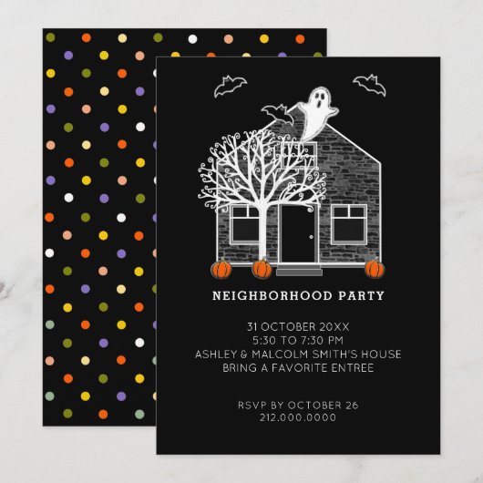 ハロウィンネイバーhoodパーティー 招待状 (正面/裏面)