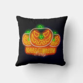 ハロウィンネオングロールプンプキンオレンジグリーン クッション (裏面)