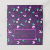   ハロウィンネオンピンク&グリーン白熱［赤熱］光を放つスカルズプラ プレイスカード (外部開封)