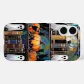 ハロウィンネコゴーストスマホケース 書棚 パンプキン Case-Mate iPhoneケース (裏面 (横))