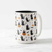 ハロウィンネコマグ | 黒猫好きへのギフト ツートーンマグカップ (正面右)