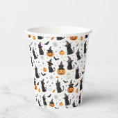 ハロウィンネコ紙コップ|黒猫好きなパーティー用 紙コップ (正面)