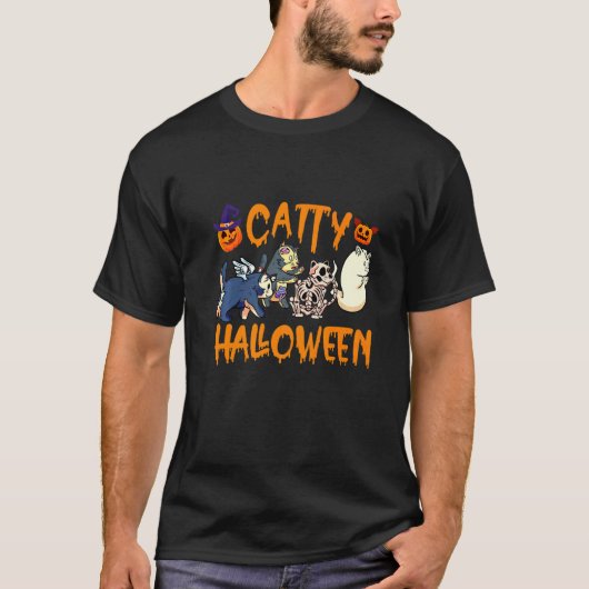 ハロウィンネコ+ゴーストネコの衣類 Tシャツ (正面)