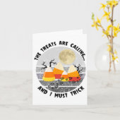 ハロウィンハイキングおもしろいハイカー自然ラバーキャンプ カード (黄色い花)