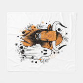 ハロウィンハイランドカウカボチャ フリースブランケット (正面(横))