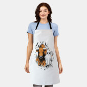 ハロウィンハイランドカウキュート秋 エプロン (着用した状態)