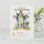 ハロウィンハウスウォーミングニューホームピンクムーンアート 招待状 (スタンド正面)