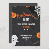 ハロウィンハウスパーティーカード、不気味な時間の招待 招待状 (正面/裏面)