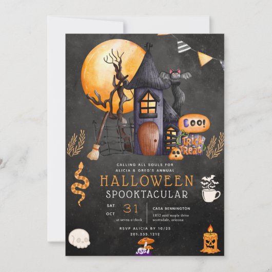 ハロウィンハウスパーティー招待状 招待状 (正面)