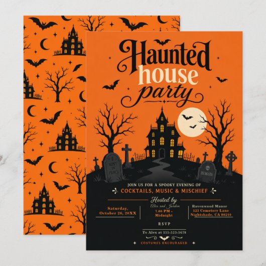 ハロウィンハウスパーティー 招待状 (正面/裏面)