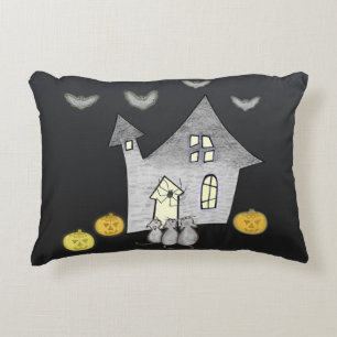 ハロウィンハウス,黒猫,こうもり,カボチャ アクセントクッション