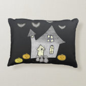 ハロウィンハウス，黒猫，こうもり，カボチャ アクセントクッション (裏面)