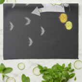 ハロウィンハウス，黒猫，こうもり，カボチャ キッチンタオル (折り畳み)