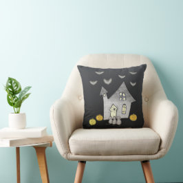 ハロウィンハウス，黒猫，こうもり，カボチャ クッション