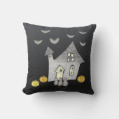 ハロウィンハウス,黒猫,こうもり,カボチャ クッション (正面)