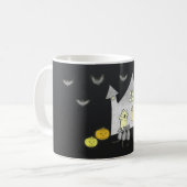 ハロウィンハウス，黒猫，こうもり，カボチャ コーヒーマグカップ (正面左)