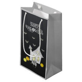ハロウィンハウス，黒猫，こうもり，カボチャ スモールペーパーバッグ