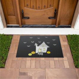 ハロウィンハウス，黒猫，こうもり，カボチャ ドアマット