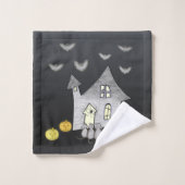 ハロウィンハウス,黒猫,こうもり,カボチャ バスタオルセット (ウォッシュタオル)
