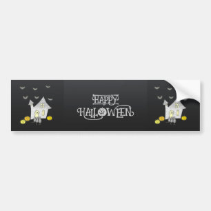 ハロウィンハウス,黒猫,こうもり,カボチャ バンパーステッカー