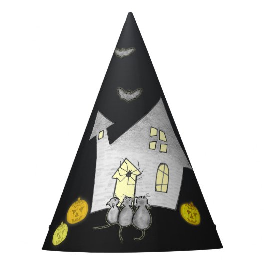 ハロウィンハウス,黒猫,こうもり,カボチャ パーティーハット (正面)