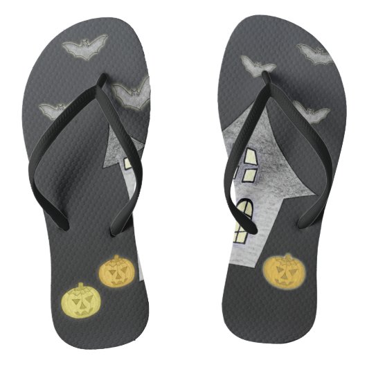 ハロウィンハウス，黒猫，こうもり，カボチャ ビーチサンダル (ソール)