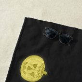 ハロウィンハウス，黒猫，こうもり，カボチャ ビーチタオル (インサイチュ)