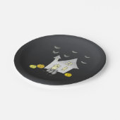 ハロウィンハウス，黒猫，こうもり，カボチャ ペーパープレート (アングル)