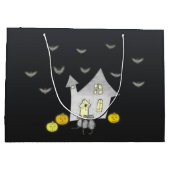 ハロウィンハウス，黒猫，こうもり，カボチャ ラージペーパーバッグ (裏面)