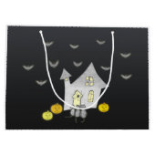 ハロウィンハウス，黒猫，こうもり，カボチャ ラージペーパーバッグ (裏面)