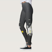 ハロウィンハウス，黒猫，こうもり，カボチャ レギンス (左)