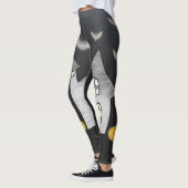 ハロウィンハウス，黒猫，こうもり，カボチャ レギンス (左)