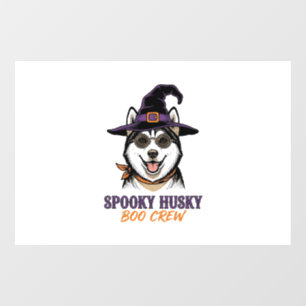 ハロウィンハスキーTシャツ魔女の犬ビンテージグラフィック ウィンドウサイン