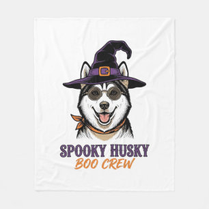 ハロウィンハスキーTシャツ魔女の犬ビンテージグラフィック フリースブランケット