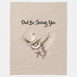 ハロウィンハットフクロウが見てるよ フリースブランケット