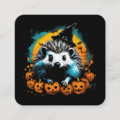 ハロウィンハリネズミとカボチャかわいい スクエア名刺 (正面)