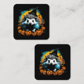 ハロウィンハリネズミとカボチャかわいい スクエア名刺 (正面/裏面)