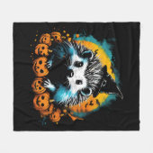 ハロウィンハリネズミとカボチャかわいい フリースブランケット (正面(横))