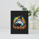 ハロウィンハリネズミとカボチャかわいい ポストカード (スタンド正面)