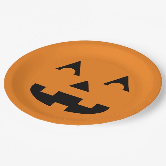 ハロウィンハロウィーンのカボチャのちょうちんのカボチャ顔 ペーパープレート (アングル)