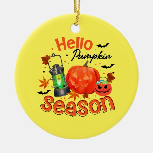 ハロウィンハローパンプキンシーズン誕生日 セラミックオーナメント (正面)