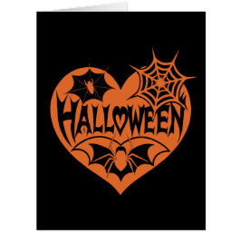 ハロウィンハート、オレンジハート型、クモの巣デザイン