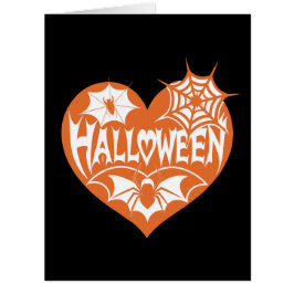 ハロウィンハート、オレンジ色のハート型、クモの巣