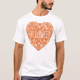ハロウィンハート、オレンジ色のハート型、ホリデー Tシャツ