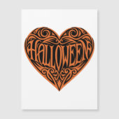 ハロウィンハート、オレンジ ハート、ホリデー マグネット招待状 (正面)